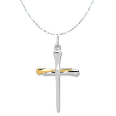 1.22 in x 0.67 in Sterling Silver & 18k Gold Plated Cross Pendant 